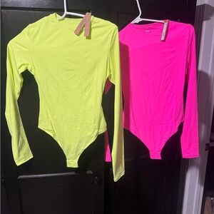 SKIMS Neon Bodysuits - Lime and Hot Pink